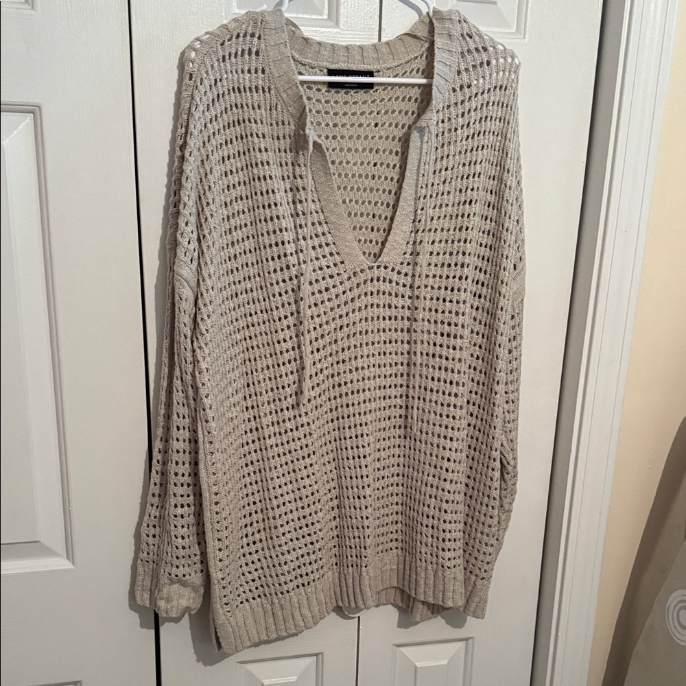 Lane Bryant V-Neck Beige Sweater